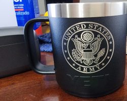 Army logo on Yeti mug